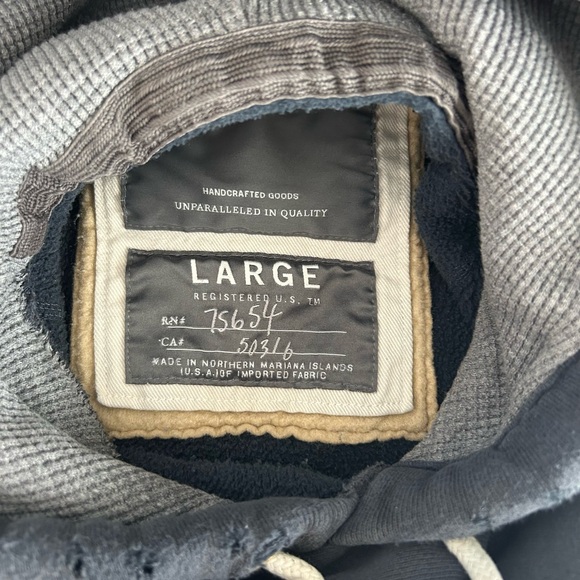 Abercrombie & Fitch Men's Navy Blue Hoodie Washed Distressed Vintage Y2K Large - Picture 13 of 13